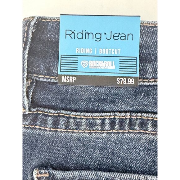Rock & Roll Denim Riding Bootcut Jeans Womens Size 30 x34 Dark Wash Western Cowg - Picture 2 of 12